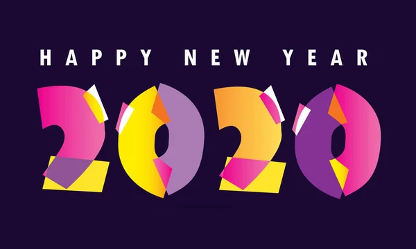 Bonne Année 2020 Mignon Modèle Affiche Bannière Art Bonne Année — Image vectorielle