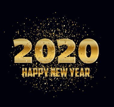 Mutlu yeni 2020 yıl - sevimli şablon afiş afiş sanat. Mutlu yıllar - davet için.