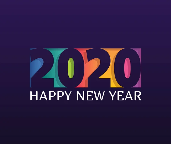 快乐新2020年 可爱的模板海报横幅艺术 新年快乐 — 图库矢量图片