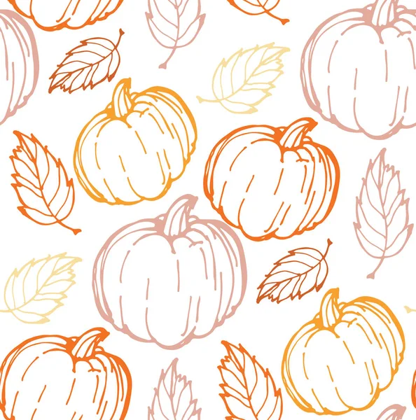 Hand Gezeichnet Doodle Herbst Muster Hintergrund Tapete Textil Textur Vorlage — Stockvektor