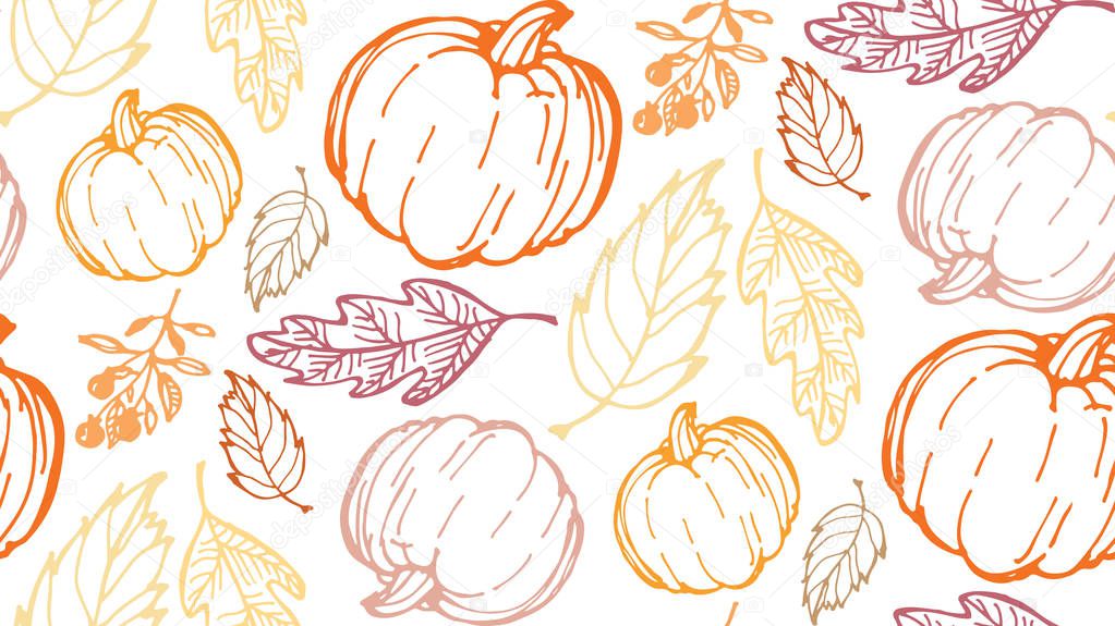 Hand drawn doodle autumn pattern background wallpaper textile texture template