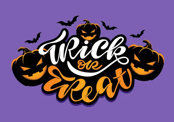 Boldog Halloween Fogás Vagy Élvezet Aranyos Kézzel Rajzolt Doodle Betűkkel — Stock Vector