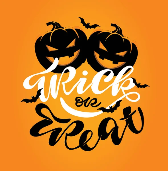 Boldog Halloween Fogás Vagy Élvezet Aranyos Kézzel Rajzolt Doodle Betűkkel — Stock Vector