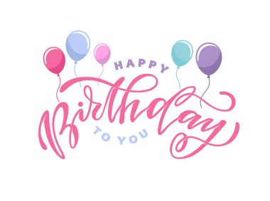 Happy Birthday To You - sevimli şablon el çizilmiş karalama kartpostal afiş sanat çizilmiş