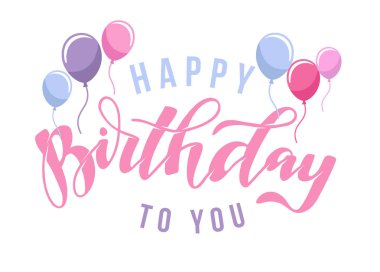 Happy Birthday to you - el çizilmiş yazı kartı afiş afiş davetiyesi