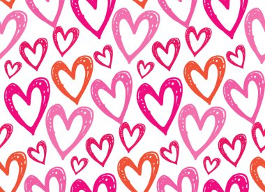 El çizilmiş doodle kalp desen arka plan duvar kağıdı tekstil kumaş