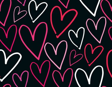 El çizilmiş doodle kalp desen arka plan duvar kağıdı tekstil kumaş