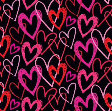 El çizilmiş doodle kalp desen arka plan duvar kağıdı tekstil kumaş
