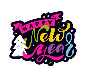 Mutlu Noeller ve mutlu yıllar. Poster afişi asan güzel bir el yazısı. Şablon daveti.