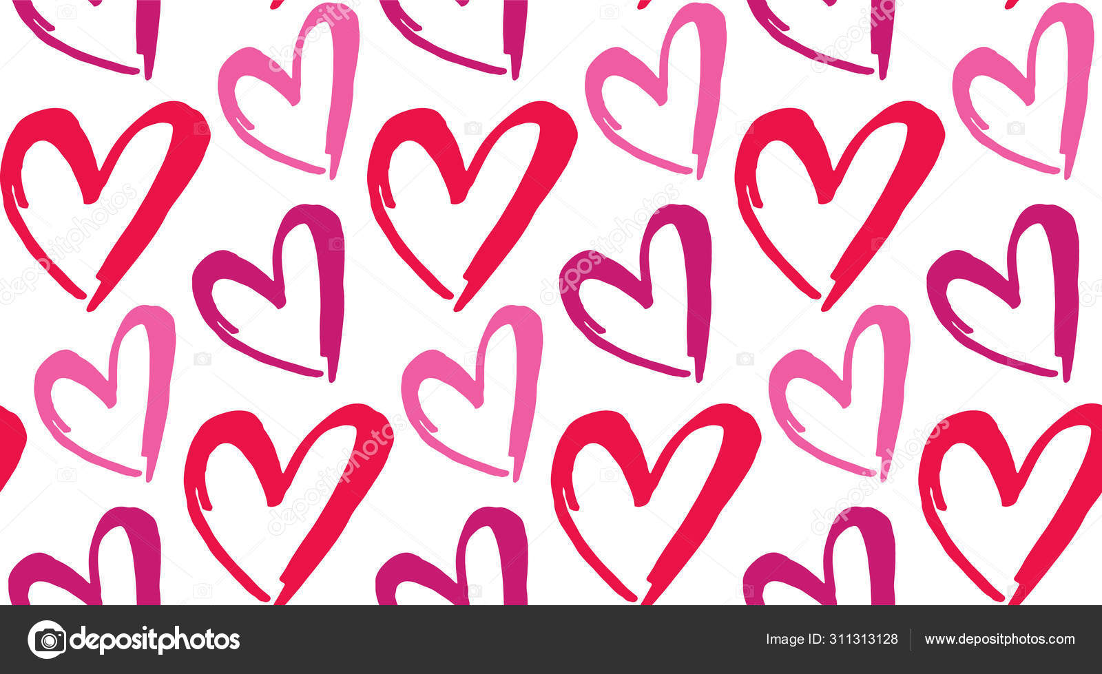 Amor Corações Mão Desenhado Doodle Padrão Fundo Papel Parede Tecido Vetor  de stock de ©jane55 311313128, image size:1600x979