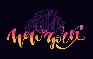 New York - el çizimi kartpostal afiş sanatı