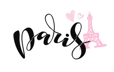 Paris - güzel el çizimi, afiş afişi ve kartpostal.