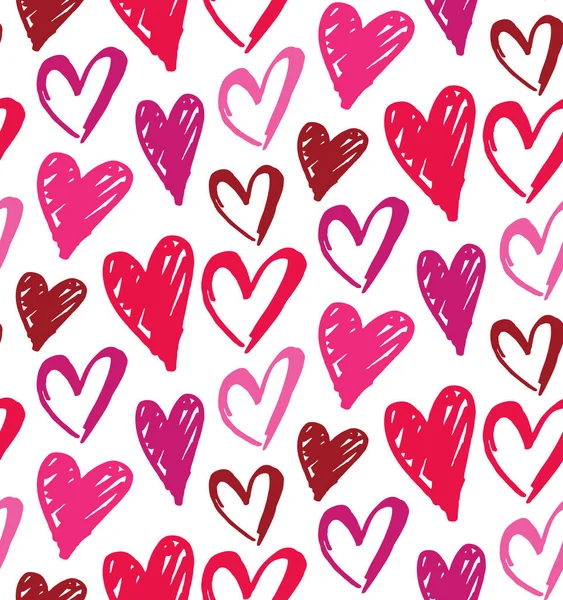 Amor Corações Mão Desenhado Doodle Padrão Fundo Papel Parede Tecido —  Vetores de Stock