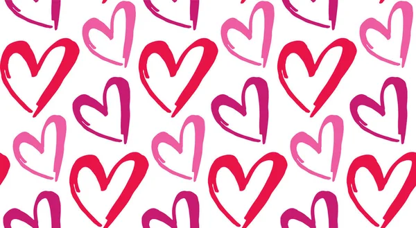 Love Hearts Kézzel Rajzolt Firka Minta Háttér Tapéta Textil Szövet — Stock Vector