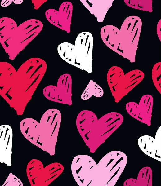 Love Hearts Ručně Kreslené Čmáranice Vzor Pozadí Tapety Textilie — Stockový vektor