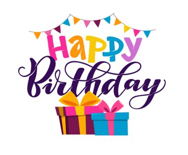 İyi ki doğdun. Güzel şablon çizilmiş el yazısı. Kartpostal, davetiye, kutlama