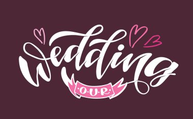 Mutlu düğünümüz - güzel el çizimi karalama posterleri