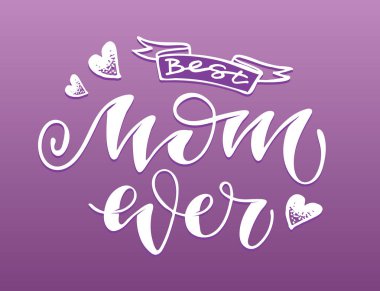 Gelmiş geçmiş en iyi anne. Güzel el çizimi kartpostallar.