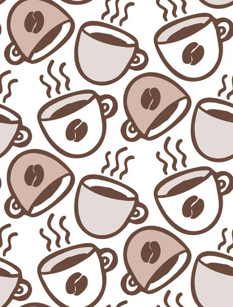 Coffee Cup Hand Drawn Pattern Background Wallpaper Coffee Art — Stock Vector