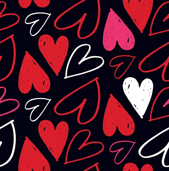 사랑의 패턴을 마음으로 배경으로 합니다 패턴을 사랑합니다 발렌틴의 — 스톡 벡터