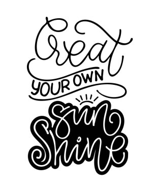 Motivasyon alıntısı, elle çizilmiş kartpostallar. Poster, afiş, tişört tasarımı için harf şablonu. 