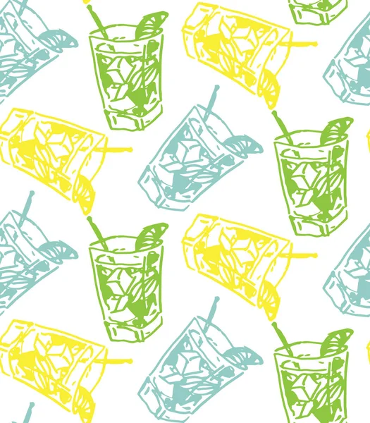 Nettes Handgezeichnetes Doodle Cocktail Muster Hintergrund Template Design Für Textilien — Stockvektor