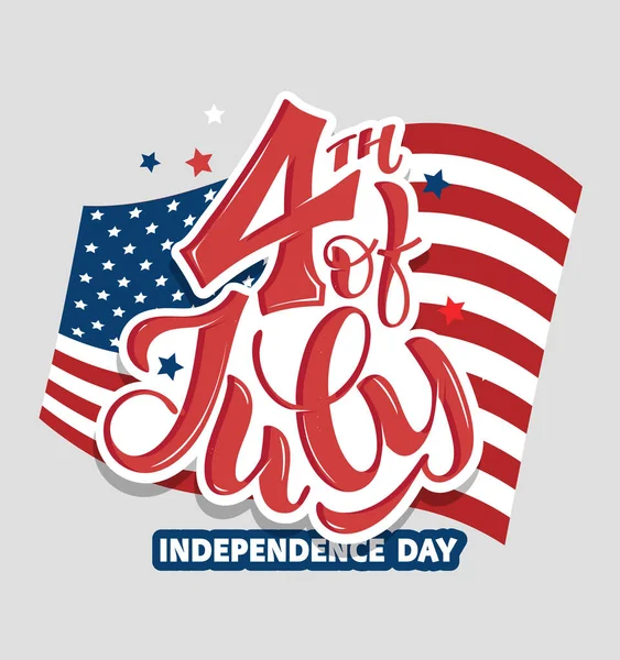 Feliz Julio Día Independencia Estados Unidos Linda Tarjeta Postal Dibujada — Vector de stock
