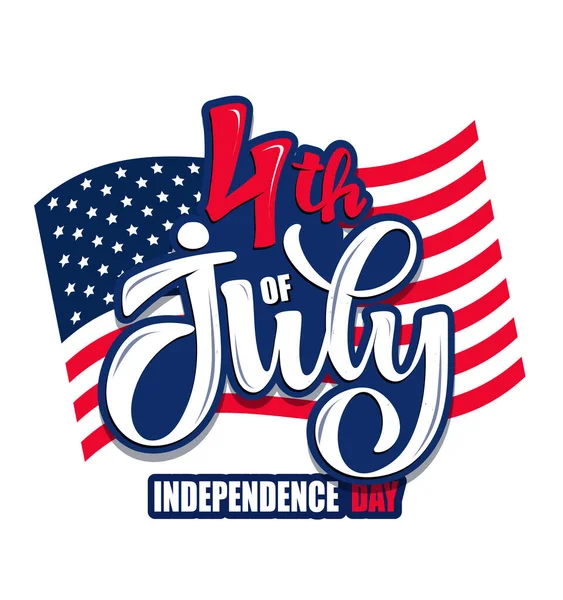 7月4日のハッピー アメリカ独立記念日 かわいい手描きのドアレタリングポストカード ポスター バナー ウェブ Tシャツデザインのための文字テンプレート — ストックベクタ