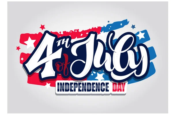 Text 4Th July Independence Day Vector Lettering Typography Postcard Card — Stock Vector