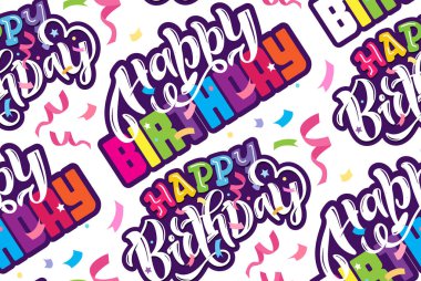 Doğum günün kutlu olsun. Güzel el çizimi harf kalıpları. Doğum günü partisi şablonu. Davetiye, poster, sanat, tişört tasarımı için tasarım.