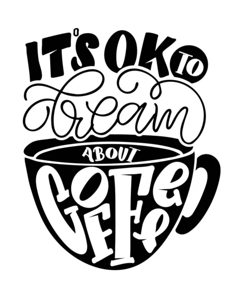 手描きのドアレタリングはコーヒーについて引用 コーヒーの生活 パターンの背景 — ストックベクタ