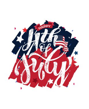 4 Temmuz metni. Bağımsızlık Günü vektör harfleri kartpostal, kart, pankart için tipografi. Kaligrafi kutlaması. Amerikan askeri kuvvetleri tipografi konsepti. Ulusal poster tasarımı