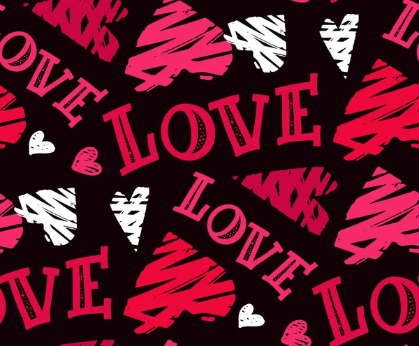 Sevimli Çizimi Karalama Harfleri Arkaplanda Kalpler Var Seni Seviyorum Sevgililer — Stok Vektör