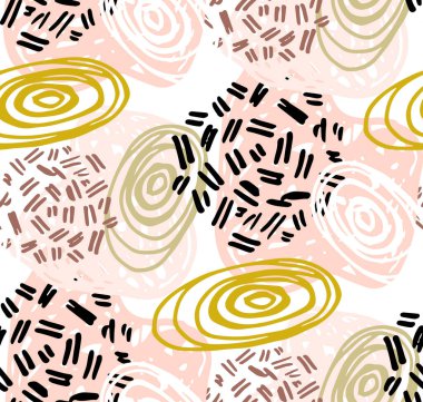 Soyut moda el çizimi karalama desenli arka plan fırça sıçraması ile. Pankart, web, sosyal medya, instagram için arkaplan şablonu tasarımı.