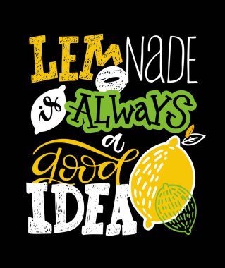 Motivasyon el çizimi limonata hakkında bir alıntı. Ev yapımı limonata etiketi. Pankart, poster, tişört tasarımı için şablon tasarımı.