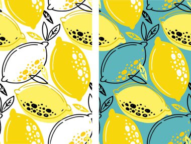 El çizimi limonata desenli arkaplan limon portakalı. Limonata desenli arkaplan kumaşı.