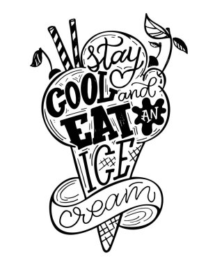 Dondurmayla ilgili güzel el çizimi karalama yazısı. Yaz tatlı etiketi.