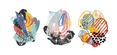 Soyut el çizimi şablon tasarım elementleri. Soyut sıçrama pankartı seti. Desen arkaplan sanatı.