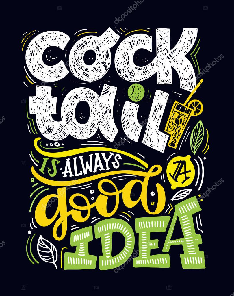 Summer lettering quote. Hand drawn doodle lettering art for banner, poster, t-shirt-design, packing. Summer vibes. Lemonade party.