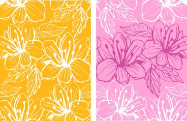 Yaprak ve çiçek sanatı desen, arkaplan, kumaş, tişört tasarımı için. Soyut el çizimi şablon seti. Çiçek çerçeve şablonu.