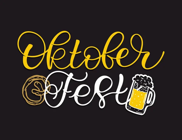 Oktoberfest Logotype Bierfestival Vector Banner Illustratie Van Beierse Festivalontwerp Schoolbord — Stockvector