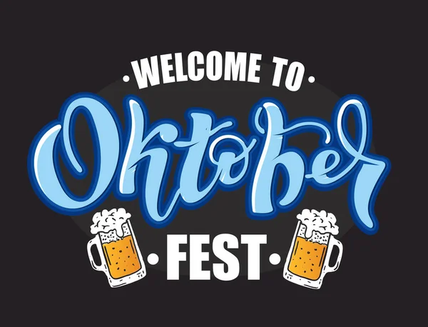 Oktoberfest Logotype Bierfestival Vector Banner Illustratie Van Beierse Festivalontwerp Schoolbord — Stockvector