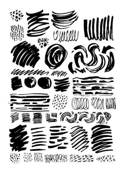 Set Garabatos Dibujados Mano Con Pincel Plantilla Abstracta Patrón Backgrounf — Archivo Imágenes Vectoriales