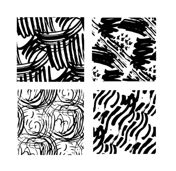 Penseel Splash Met Hand Getekende Doodle Set Sjabloon Abstract Patroon — Stockvector