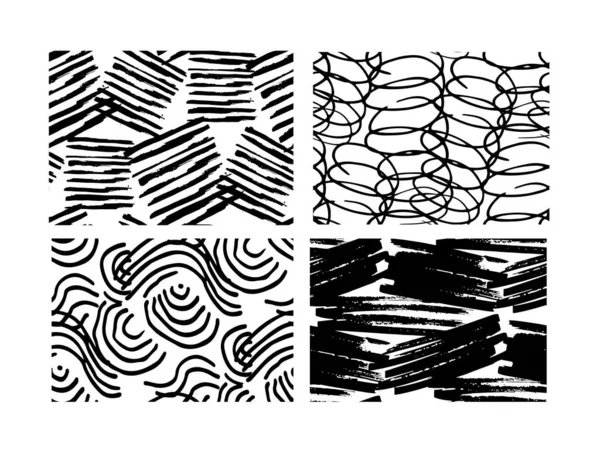 Penseel Splash Met Hand Getekende Doodle Set Sjabloon Abstract Patroon — Stockvector