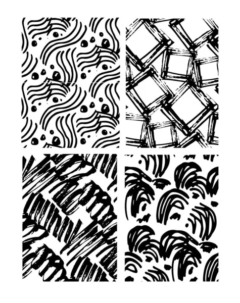 Penseel Splash Met Hand Getekende Doodle Set Sjabloon Abstract Patroon — Stockvector