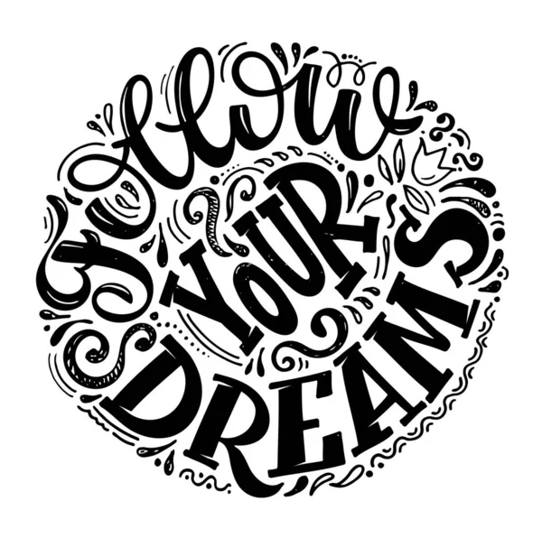 Motivação Inspiração Mão Desenhada Doodle Lettering Arte Cartaz Cartão Postal — Vetor de Stock