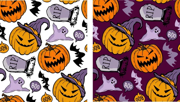 Halloween Party Cute Hand Drawn Doodle Lettering Art Halloween Postcard — Stock Vector