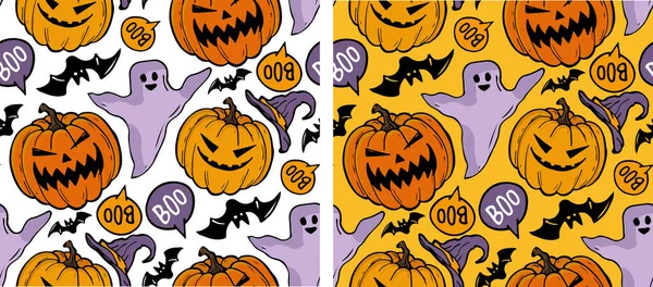 Halloween Party Cute Hand Drawn Doodle Lettering Art Halloween Postcard — Stock Vector
