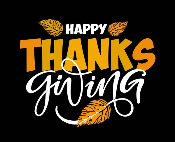 Счастливого Дня Благодарения Спасибо Симпатичный Плакат Надписью Осенний Осенний Фон — стоковый вектор